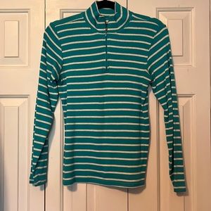 Llbean quarter zip teal/white small